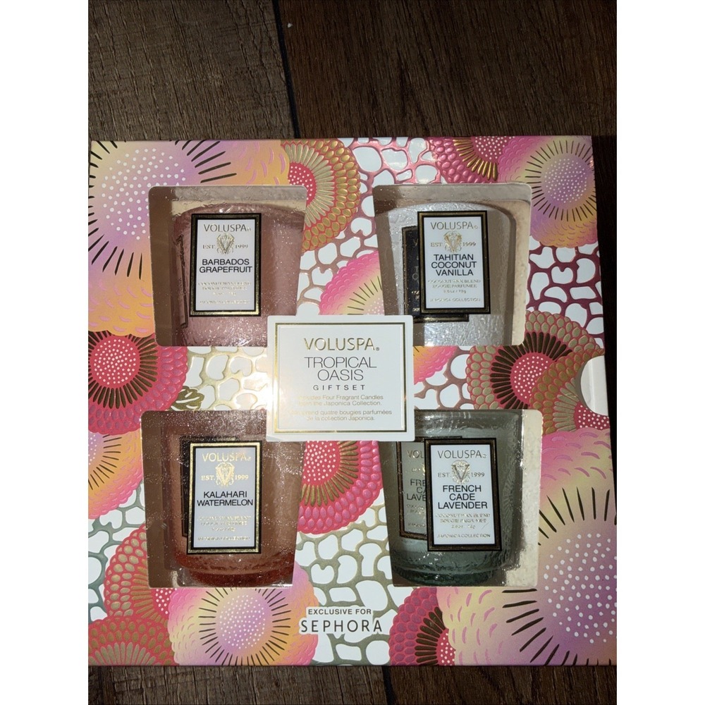 VOLUSPA TROPICAL OASIS GIFTSET GRAPEFRUIT*VANILLA*WATERMELON*LAVENDER BRAND-NEW!